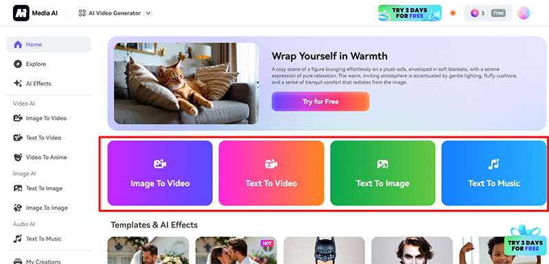 media io choose video creation method 