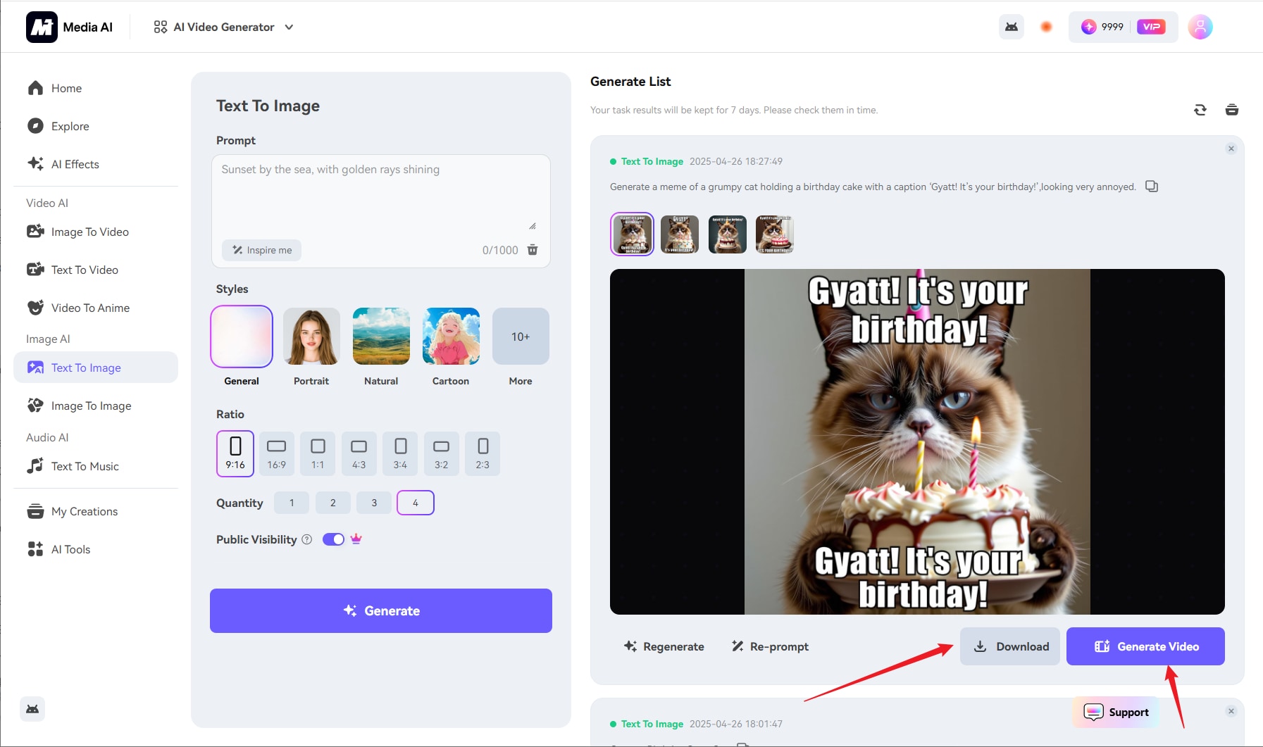 download meme or generate brainrot video