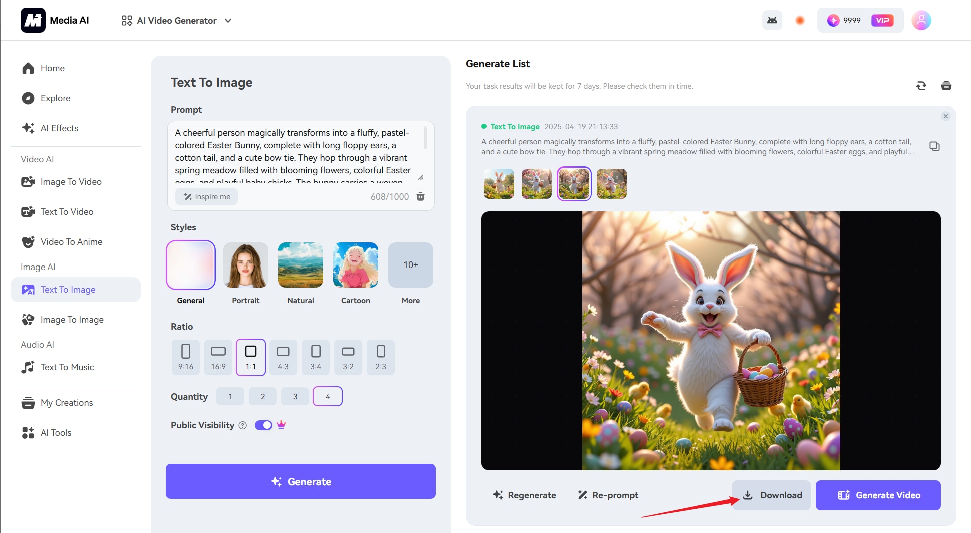 generate ai easter bunny image