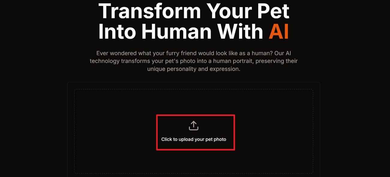 upload image to pet to human