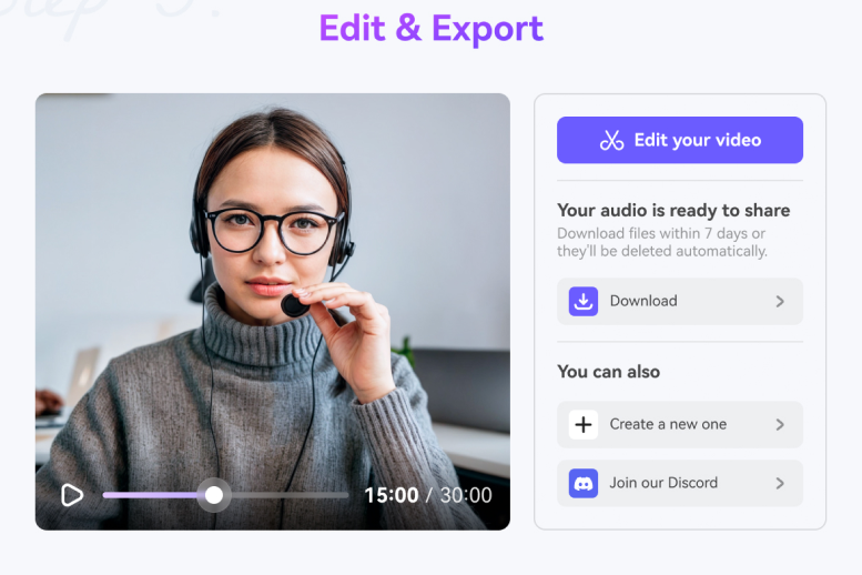 edit and download the recorded video with your face