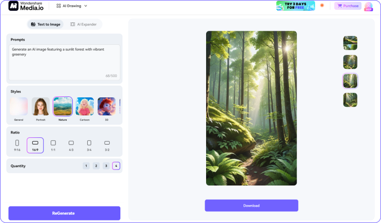 Preview generated wallpaper image and download