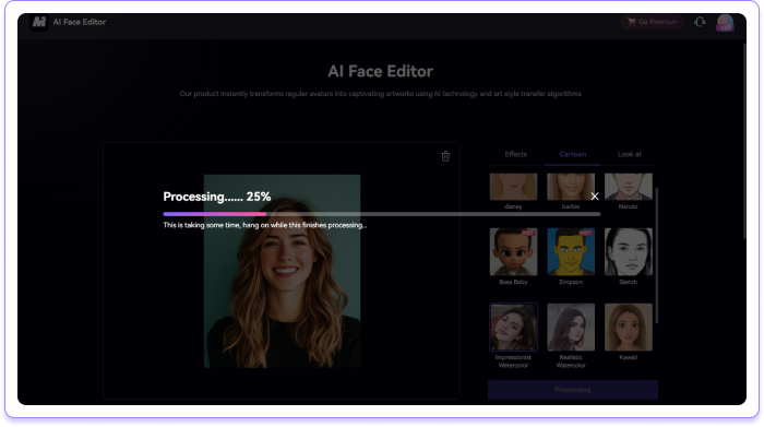 choose a cartoon filter